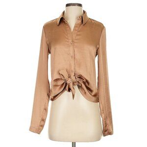Express Long Sleeve Tie-Front Blouse